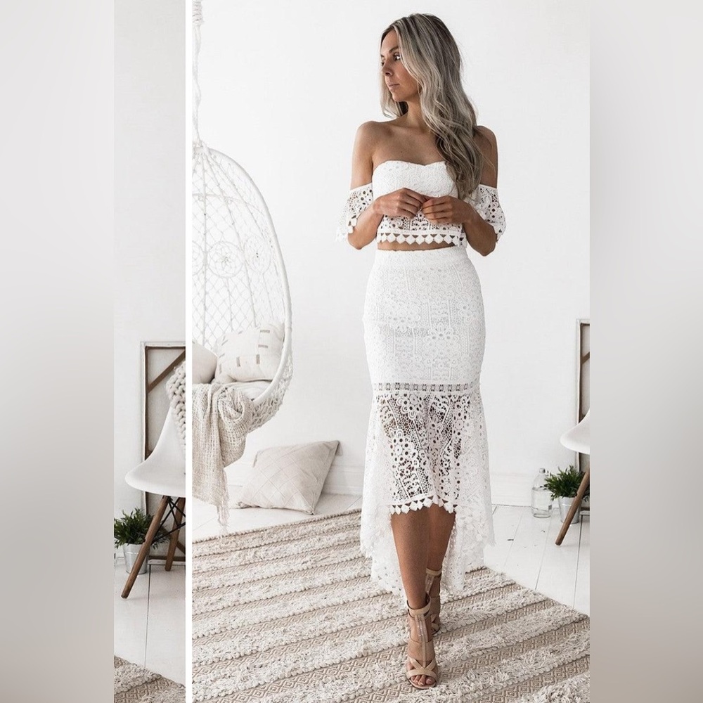 Boho lace two piece dress